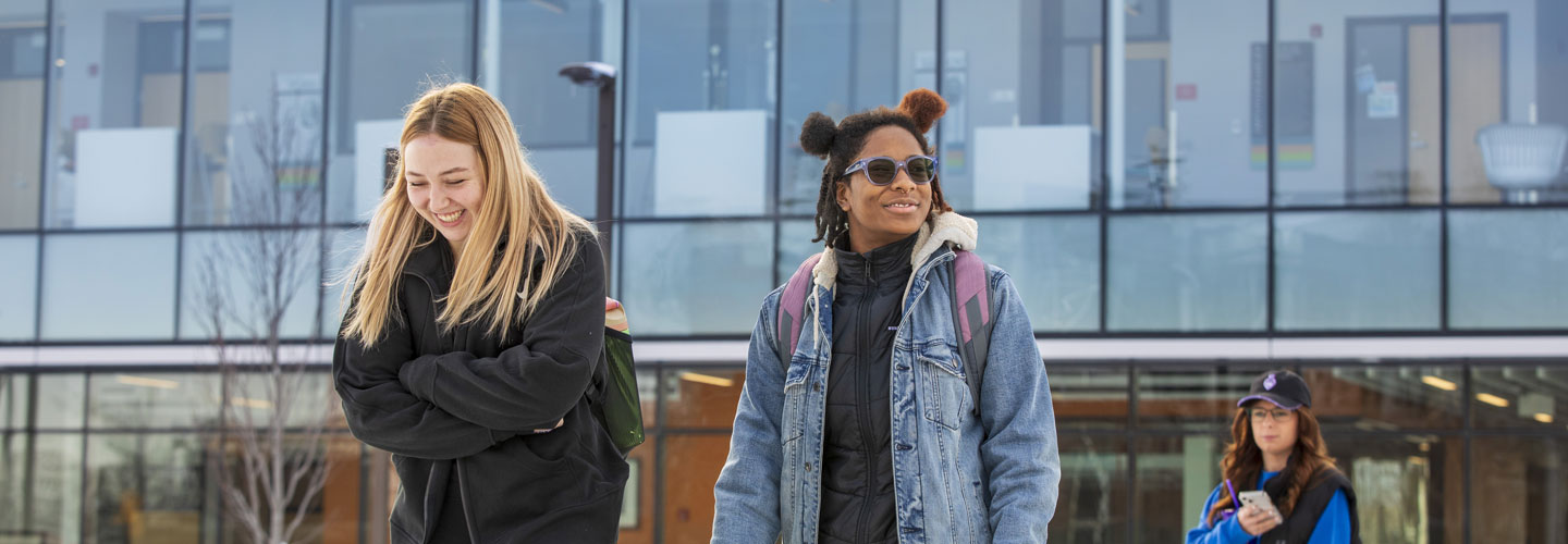 Students walking on campus