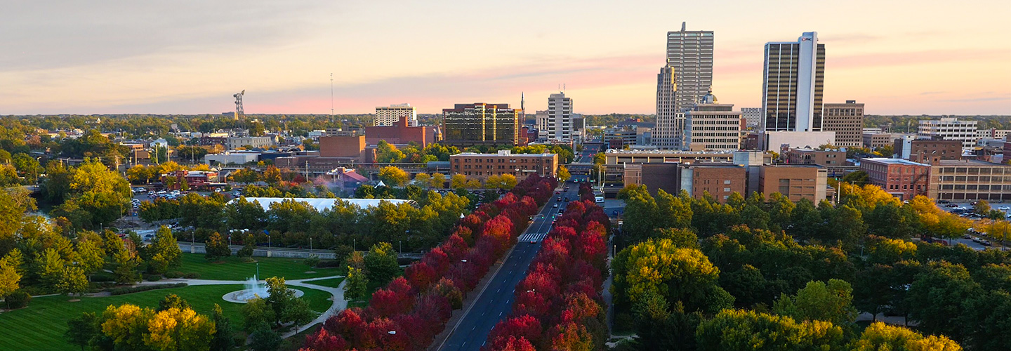 Fort Wayne Arial Shot in Fall