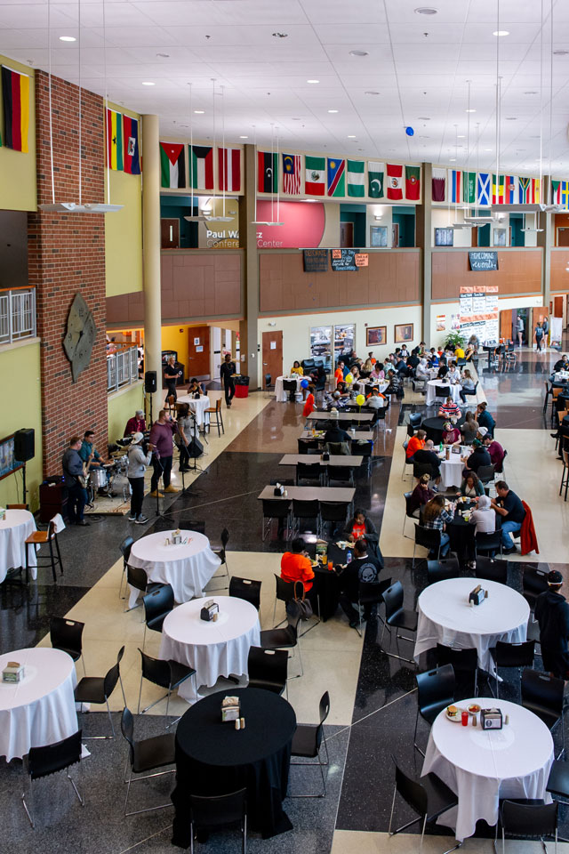 Students eating in the Andorfer Cafeteria