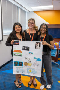 Students holding their posterboard presentation