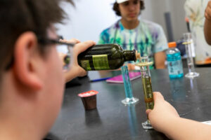 Students working in forensics lab