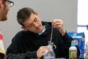 Students working in forensics lab