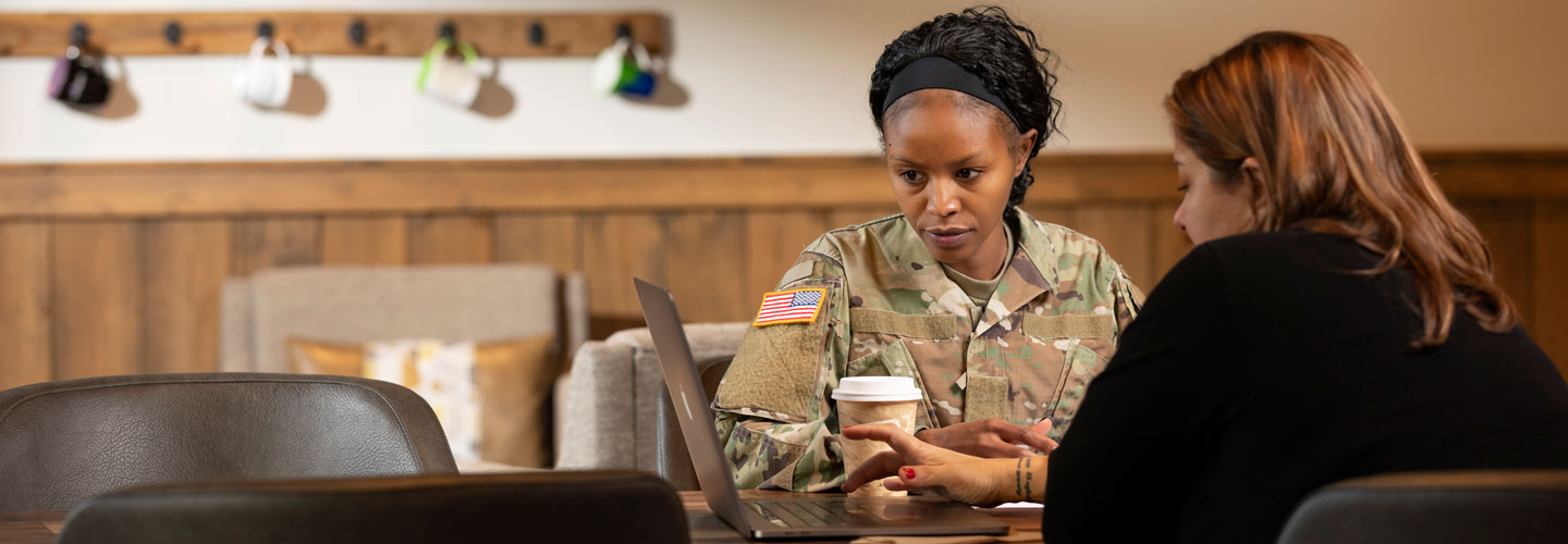 Military student in fatigues
