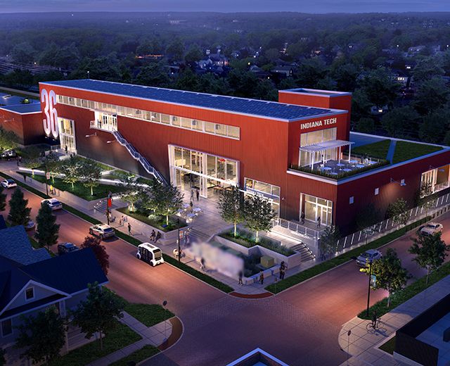 Aerial Rendering of Building 36 at ElectricWorks