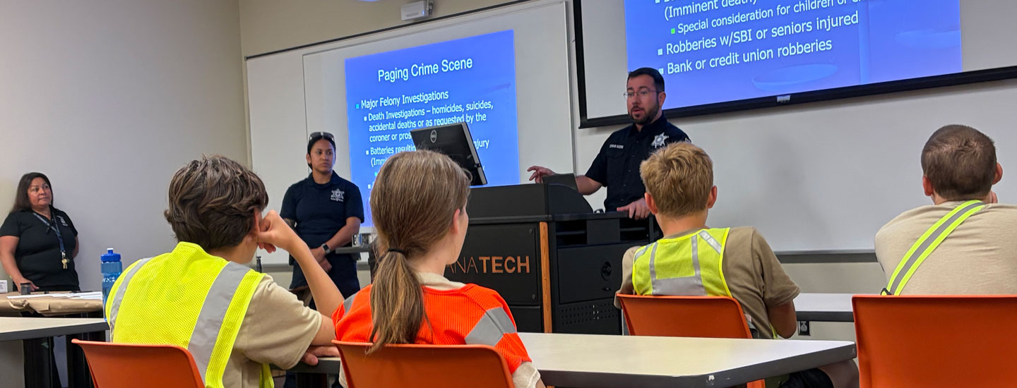 Civil Air Patrol students learning about crime scene investigation