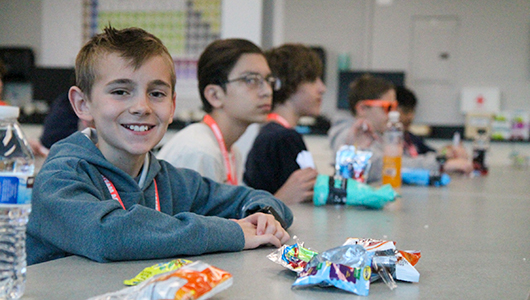 a group photo of children at an indiana tech summer camp
