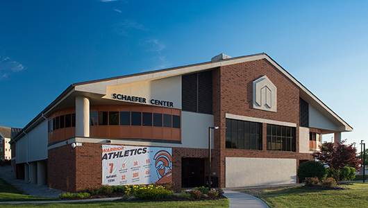 north entrance to schaefer center gymnasium