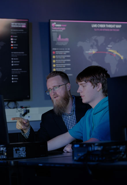 Student in a cybersecurity class