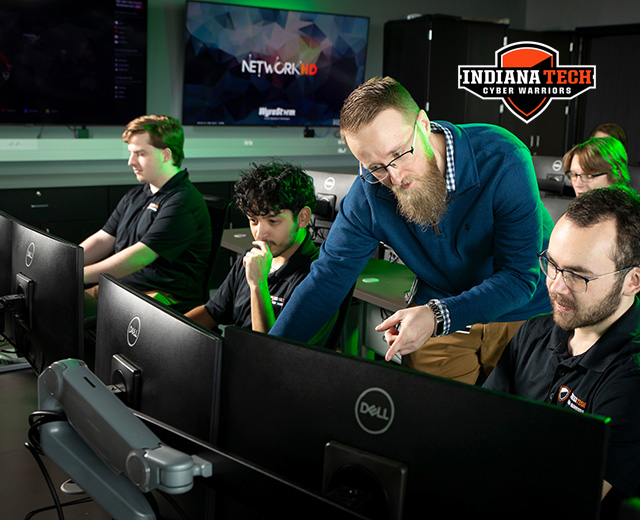 members of indiana tech's cyber warriors team in action