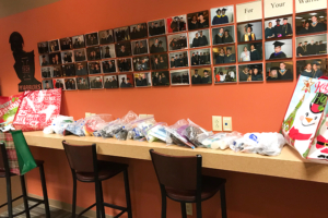 A collection of food and hygiene products donated in the food drive leading up the the inauguration of president Dr. Karl W. Einolf