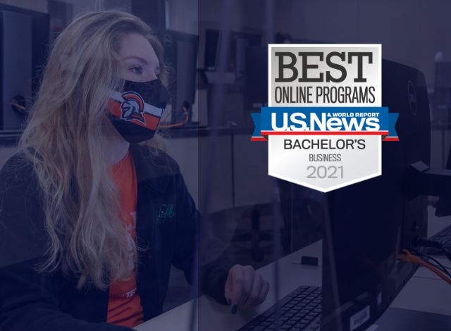 indiana tech student with us news and world report badge
