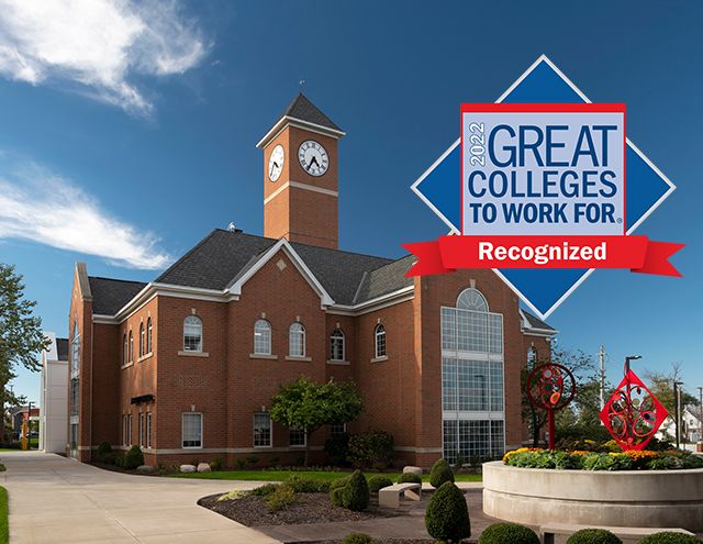 Great Colleges to Work For logo locked up with Abbot Center photo