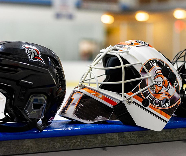 image of Indiana Tech hockey helmets