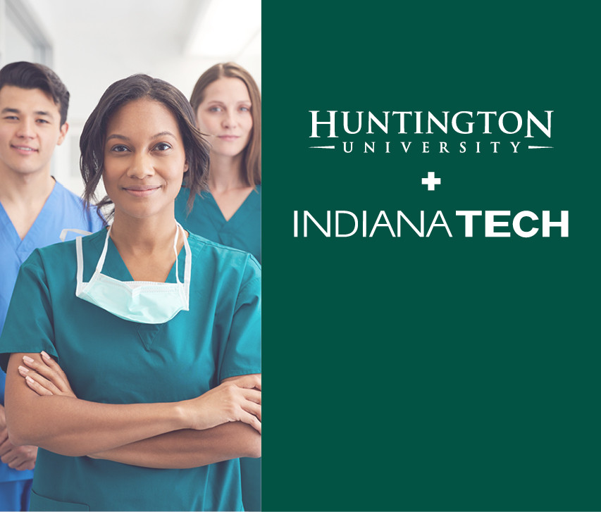nurses with huntington and indiana tech logos