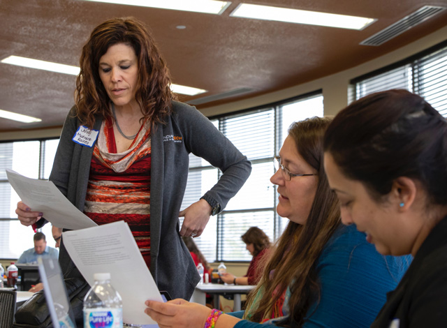 Ph.D. Faculty working one on one with Indiana Tech Ph.D. seeking students on campus during Spring Immersion