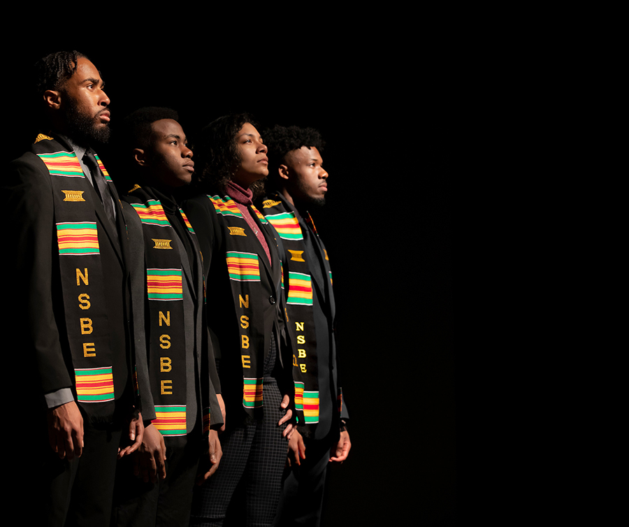 2022 NSBE officers, from left to right: Victor Njemanze, John Iluno, Cherokee Bodell and Darrell Martin.