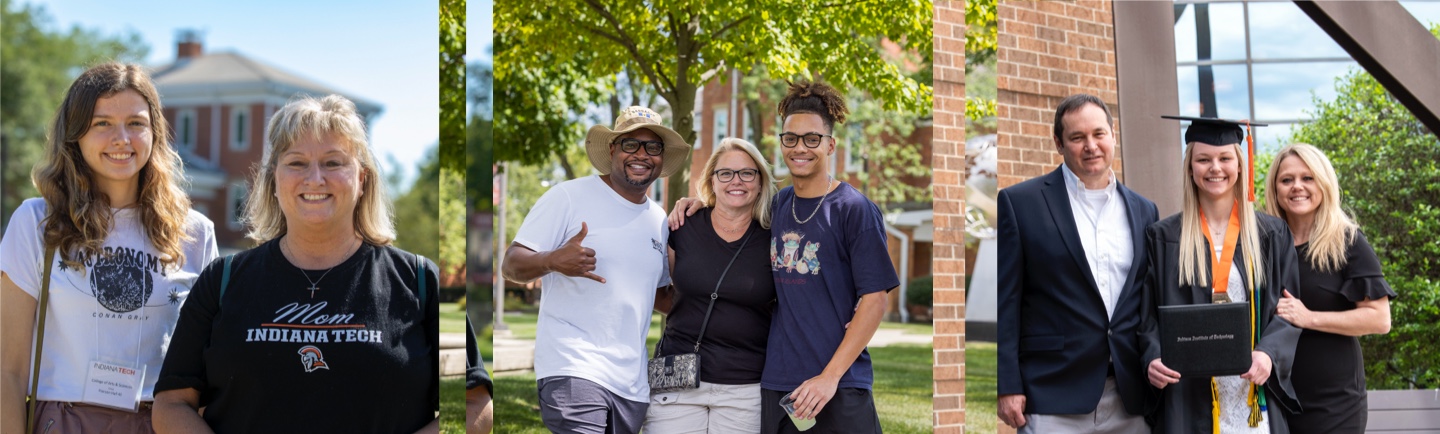 Collage of parents with their students