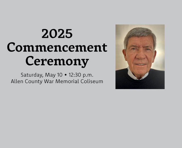 lockup of commencement info and Dick Schul headshot