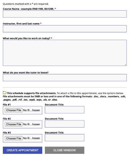 WCOnline Appointment Form